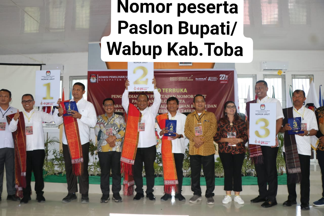 KPU Toba Tetapkan Nomor Urut Paslon Bupati-Wakil Kabupaten Toba